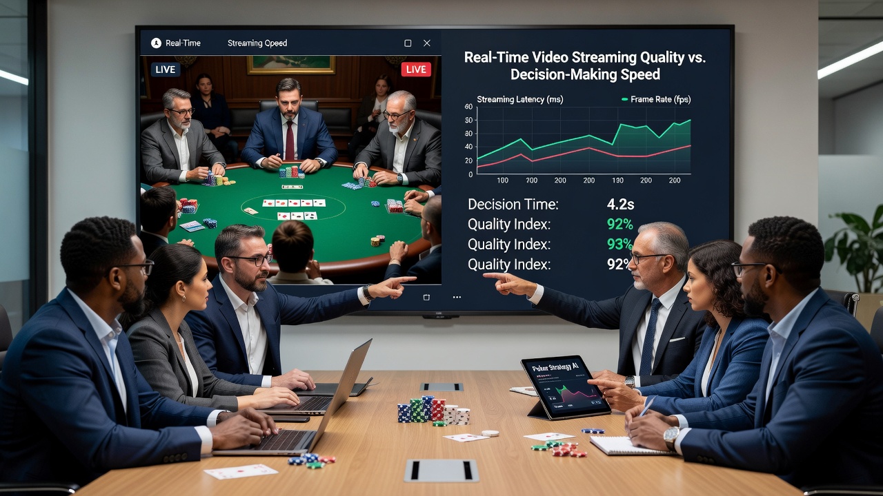 Close-up of a poker interface displaying real-time video feed alongside betting controls on a tablet device